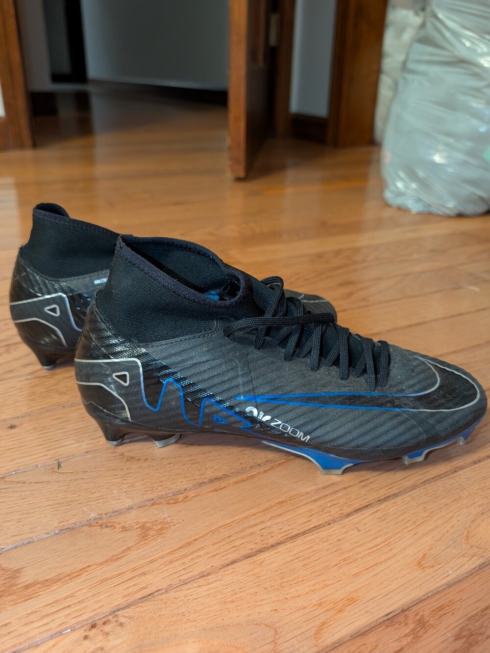 Nike Mercurial Black and Blue Men's High-Ankle Soccer Cleats